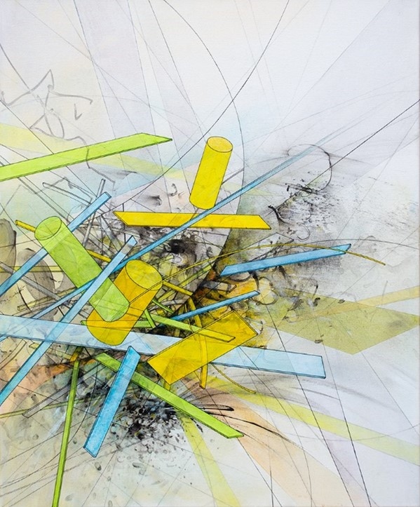 Product Description: Ripple Canto I (Dispersion No 41), 2023 </br></br>Ink, graphite, charcoal & acrylic on canvas</br></br>30 x 24 in</br> "Ripple Canto I" by Chee Keong Kung